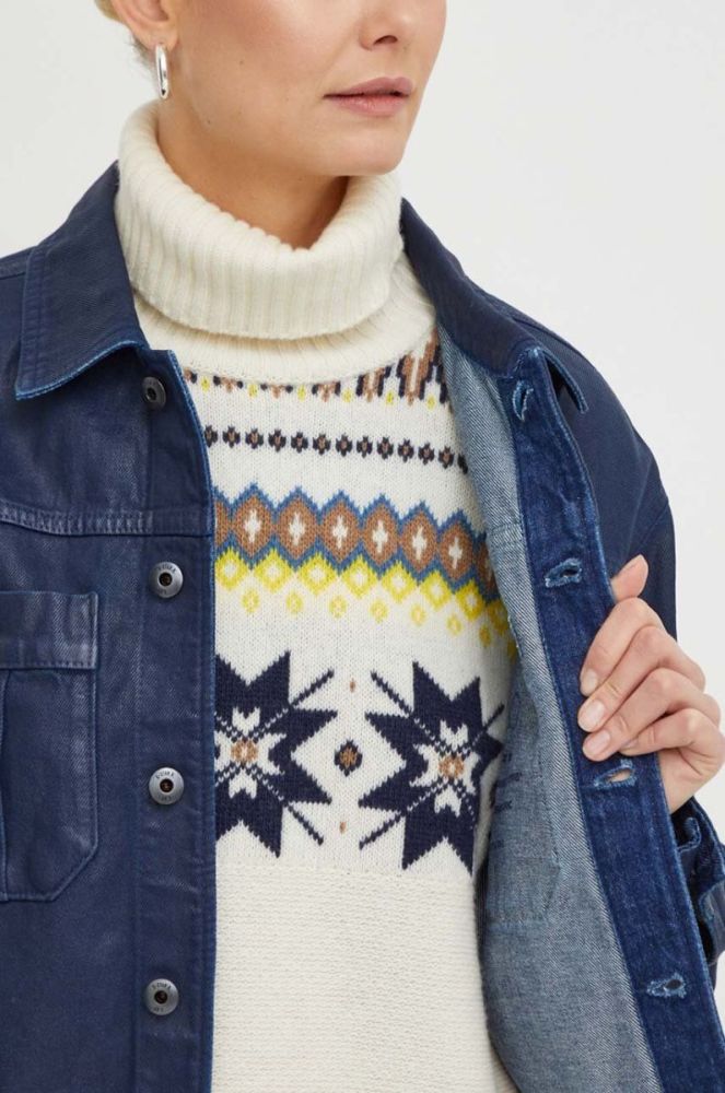 Джинсова куртка G-Star Raw жіноча колір синій перехідна oversize фото 7
