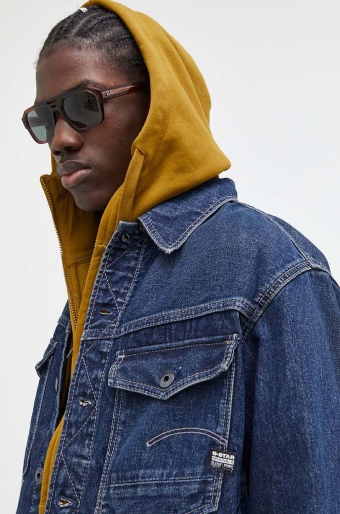 Джинсова куртка G-Star Raw чоловіча колір синій перехідна фото 5