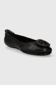 Шкіряні балетки Tory Burch Minnie Travel Ballet колір чорний  49350.006.N