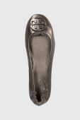 Шкіряні балетки Tory Burch Minnie Travel Ballet колір срібний  152821.200