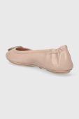 Шкіряні балетки Tory Burch Minnie Travel Ballet Pave колір рожевий  155637.652