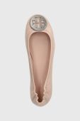 Шкіряні балетки Tory Burch Minnie Travel Ballet Pave колір рожевий  155637.652