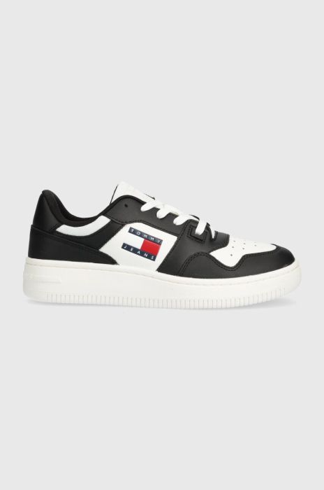 Шкіряні кросівки Tommy Jeans TJW RETRO BASKET ESS колір чорний EN0EN02505 (3682907)