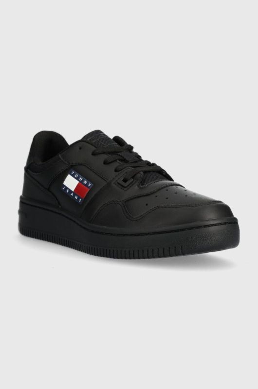 Шкіряні кросівки Tommy Jeans TJW RETRO BASKET ESS колір чорний EN0EN02505 (3683101) фото 2