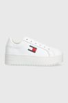 Шкіряні кросівки Tommy Jeans TJW FLATFORM ESS колір білий EN0EN02518 Шкіряні кросівки Tommy Jeans TJW FLATFORM ESS колір білий EN0EN02518