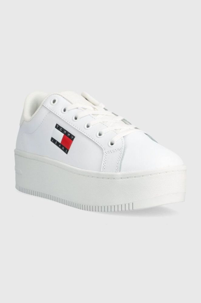 Шкіряні кросівки Tommy Jeans TJW FLATFORM ESS колір білий EN0EN02518 фото 2