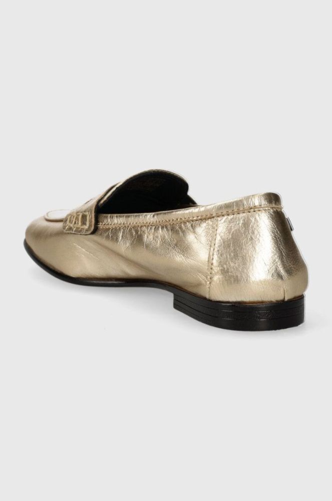 Шкіряні мокасини Tommy Hilfiger ESSENTIAL GOLDEN LOAFER жіночі колір золотий на плоскому ходу FW0FW07864 фото 3
