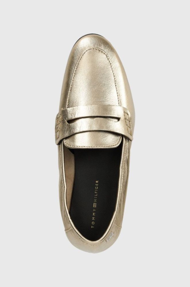 Шкіряні мокасини Tommy Hilfiger ESSENTIAL GOLDEN LOAFER жіночі колір золотий на плоскому ходу FW0FW07864 фото 4
