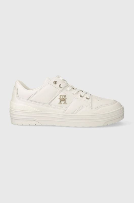 Шкіряні кросівки Tommy Hilfiger TH BASKET SNEAKER LO колір білий FW0FW07756 (3690491)
