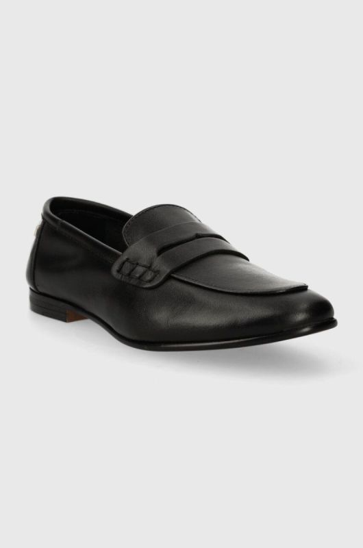 Шкіряні мокасини Tommy Hilfiger ESSENTIAL LEATHER LOAFER жіночі колір чорний на плоскому ходу FW0FW07769 фото 2