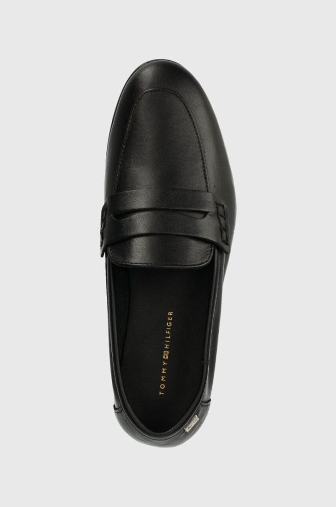 Шкіряні мокасини Tommy Hilfiger ESSENTIAL LEATHER LOAFER жіночі колір чорний на плоскому ходу FW0FW07769 фото 4
