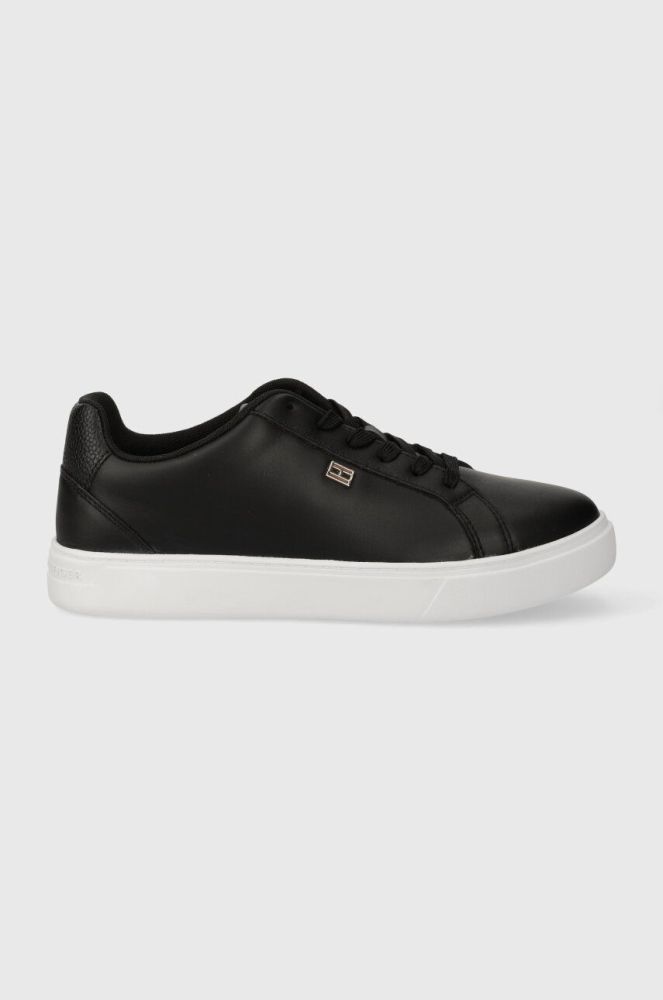 Шкіряні кросівки Tommy Hilfiger ESSENTIAL COURT SNEAKER колір чорний FW0FW07686