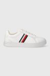 Шкіряні кросівки Tommy Hilfiger ESSENTIAL COURT SNEAKER STRIPES колір білий FW0FW07779 Шкіряні кросівки Tommy Hilfiger ESSENTIAL COURT SNEAKER STRIPES колір білий FW0FW07779
