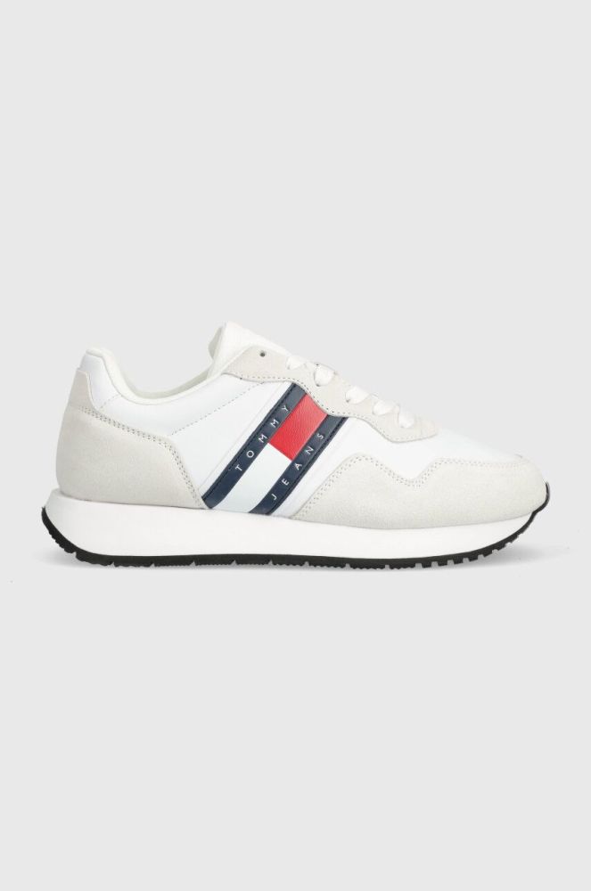 Шкіряні кросівки Tommy Jeans TJM MODERN RUNNER колір білий EM0EM01316