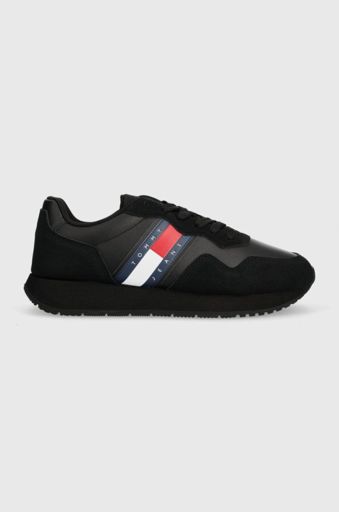 Шкіряні кросівки Tommy Jeans TJM MODERN RUNNER колір чорний EM0EM01316