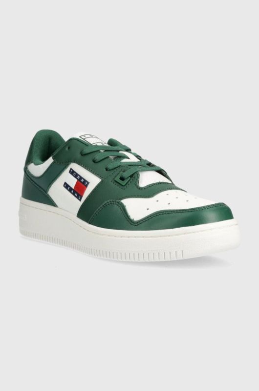 Шкіряні кросівки Tommy Jeans TJM RETRO BASKET ESS колір зелений EM0EM01395 фото 2