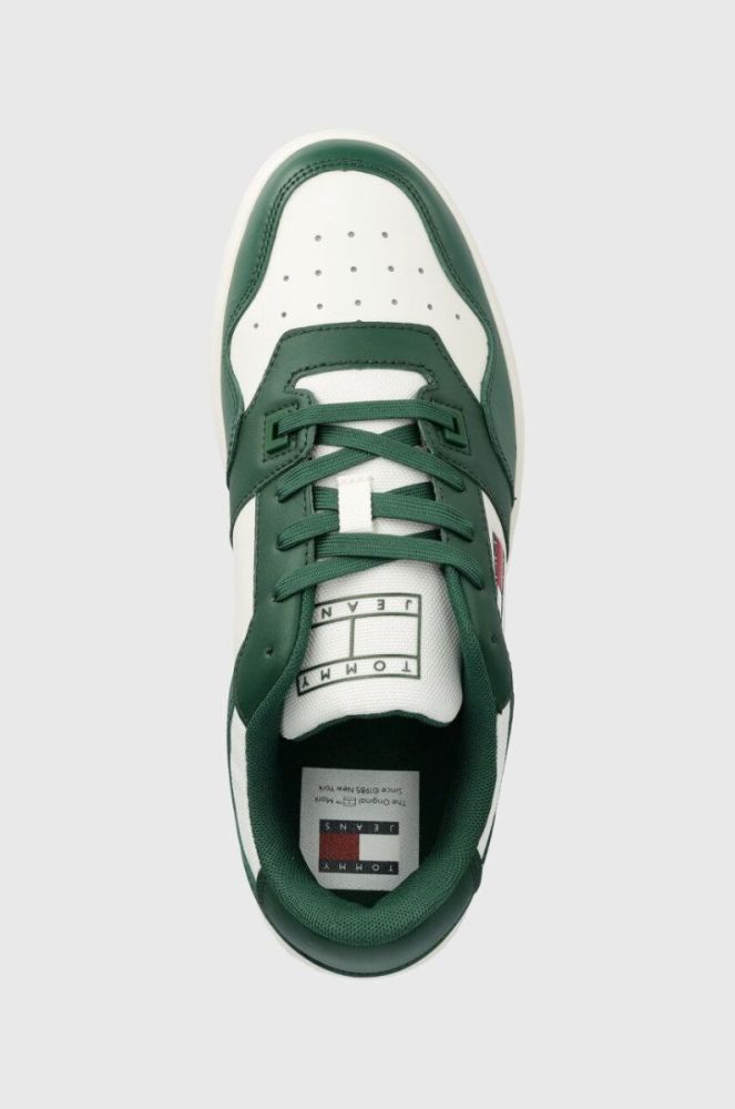 Шкіряні кросівки Tommy Jeans TJM RETRO BASKET ESS колір зелений EM0EM01395 фото 4