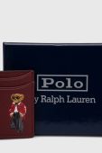 Шкіряний чохол на банківські карти Polo Ralph Lauren колір бордовий