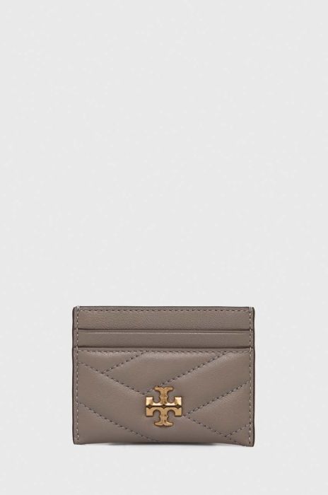Шкіряний чохол на банківські карти Tory Burch колір сірий