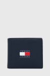 Шкіряний гаманець Tommy Jeans чоловічий колір синій