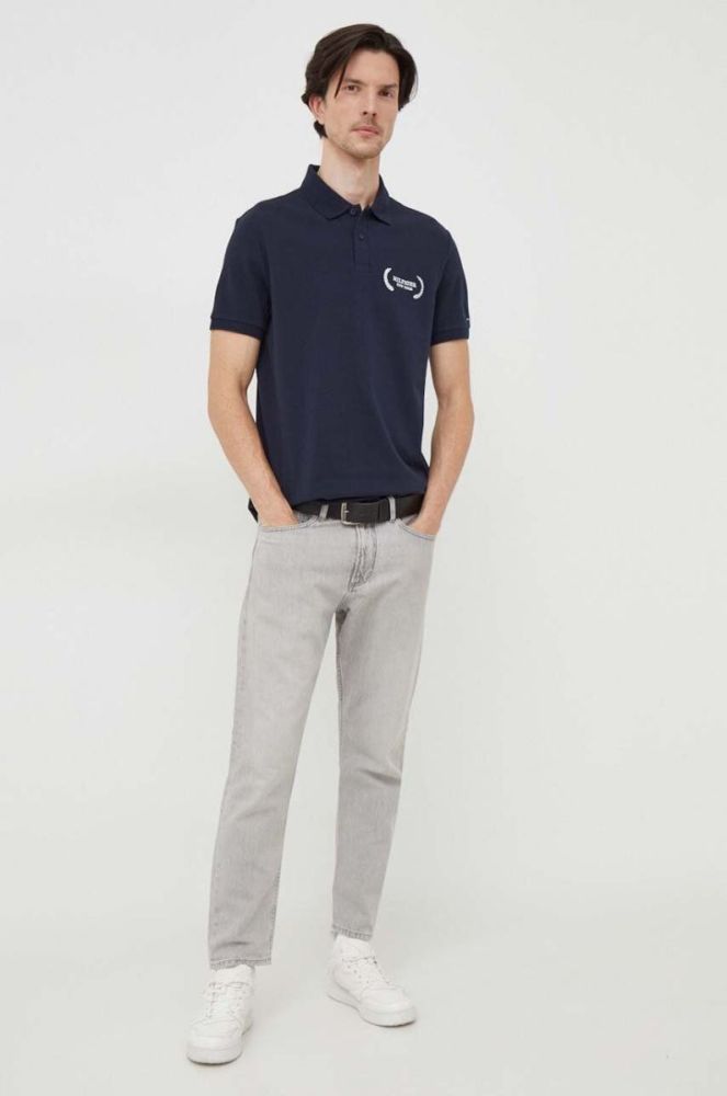 Бавовняне поло Tommy Hilfiger колір синій з аплікацією (3681932) фото 2