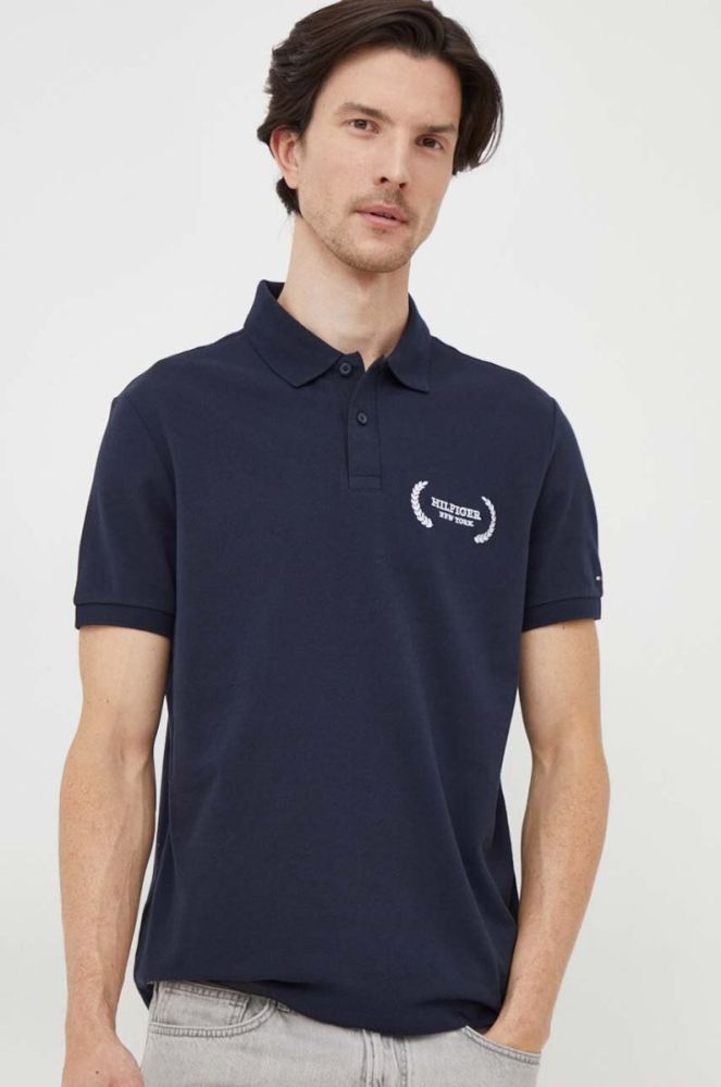 Бавовняне поло Tommy Hilfiger колір синій з аплікацією (3681932) фото 4