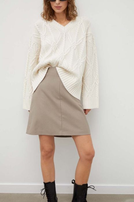 Вовняна спідниця Marc O'Polo колір бежевий mini пряма Вовняна спідниця Marc O'Polo колір бежевий mini пряма