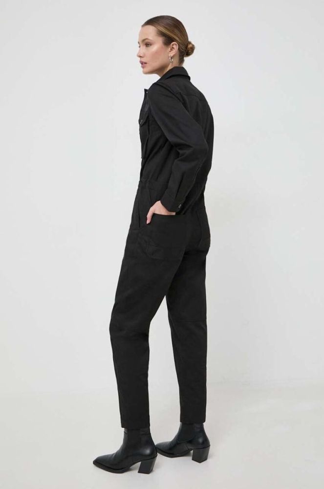 Бавовняний комбінезон G-Star Raw колір чорний з бавовни з коміром фото 3