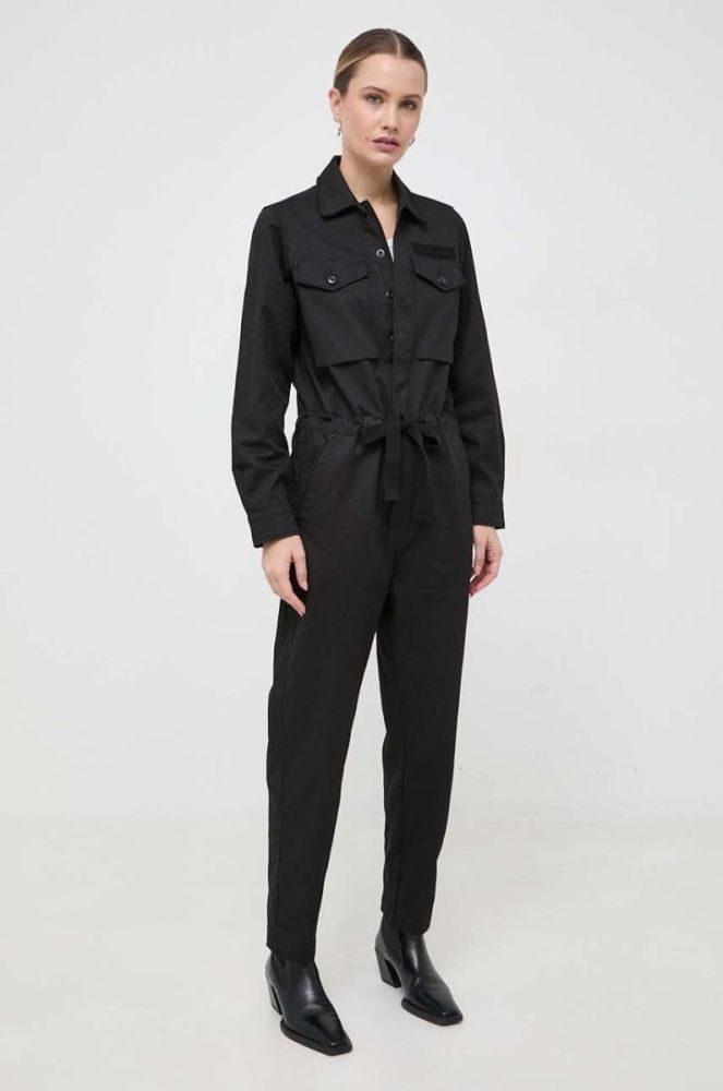 Бавовняний комбінезон G-Star Raw колір чорний з бавовни з коміром фото 4
