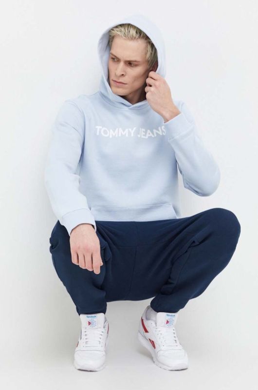 Бавовняні спортивні штани Tommy Jeans колір синій однотонні фото 2