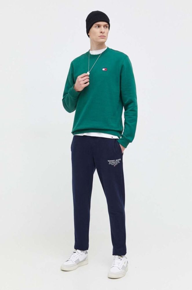 Бавовняні спортивні штани Tommy Jeans колір синій з принтом (3693761) фото 2