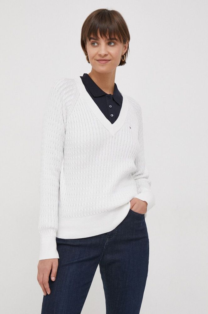 Бавовняний светр Tommy Hilfiger колір білий (3687523)