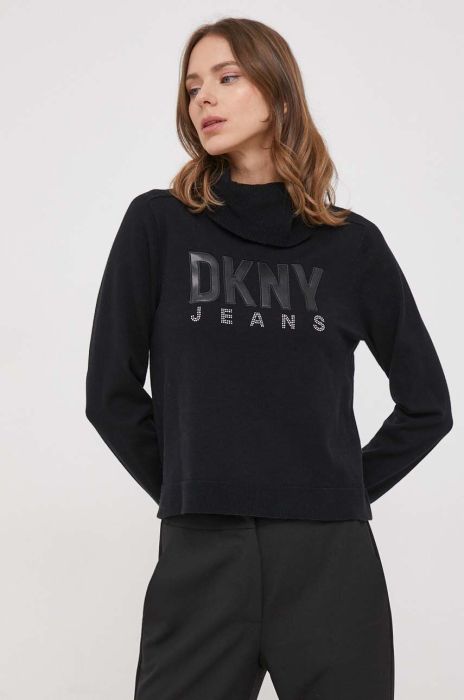 Светр Dkny жіночий колір чорний легкий гольф (3691967)