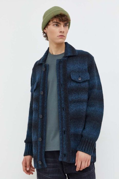 Кардиган з домішкою вовни Marc O'Polo колір блакитний