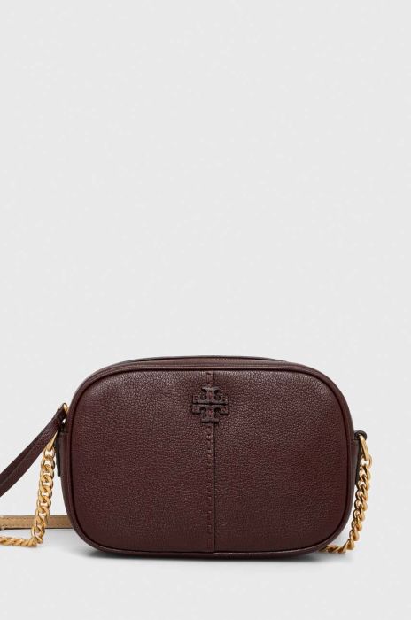 Шкіряна сумочка Tory Burch колір бордовий (3689503)