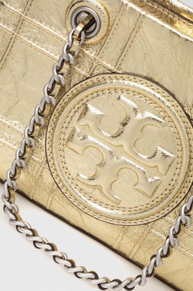 Шкіряна сумочка Tory Burch колір золотий фото 4
