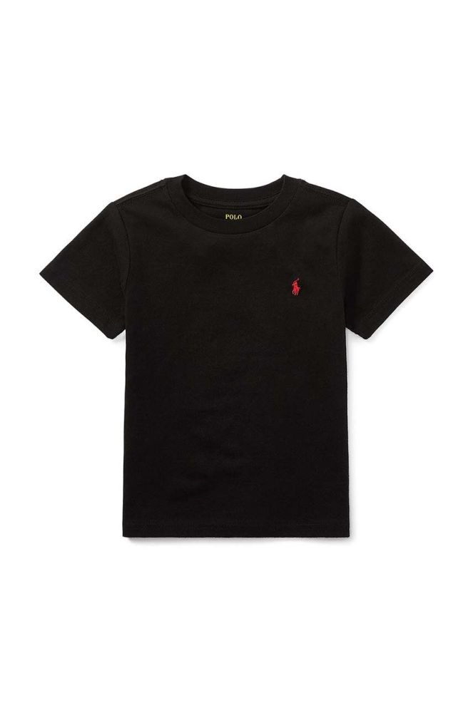Дитяча бавовняна футболка Polo Ralph Lauren колір чорний однотонний