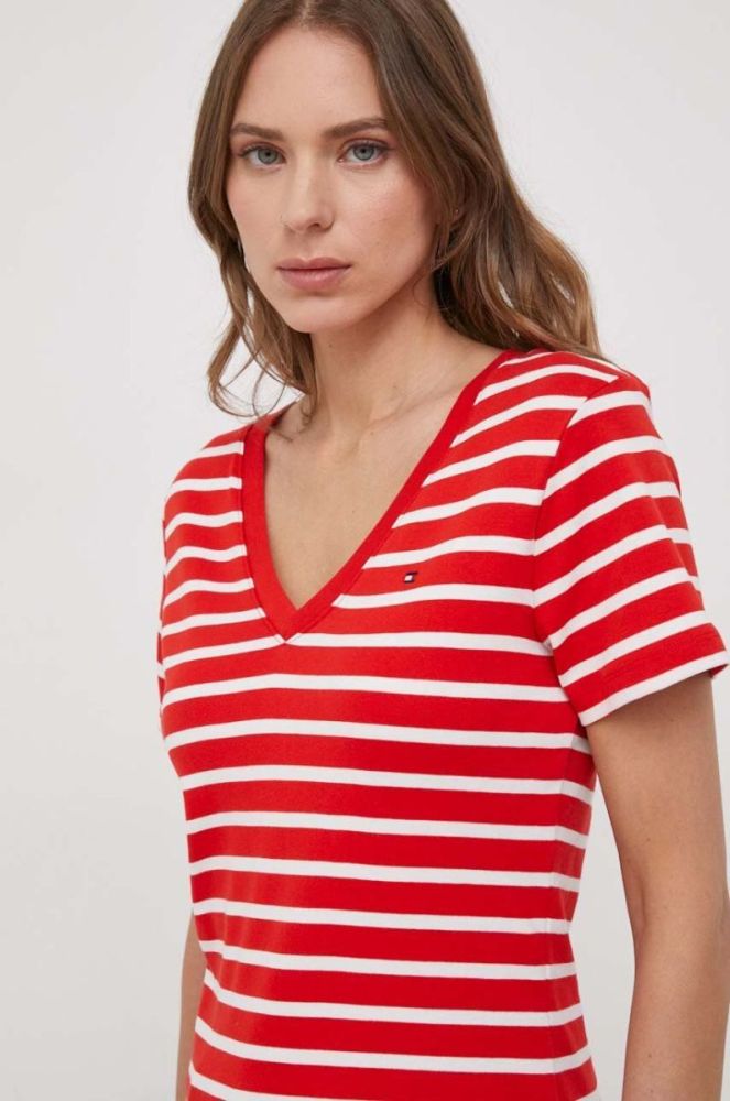 Бавовняна футболка Tommy Hilfiger жіночий колір червоний (3689556) фото 4
