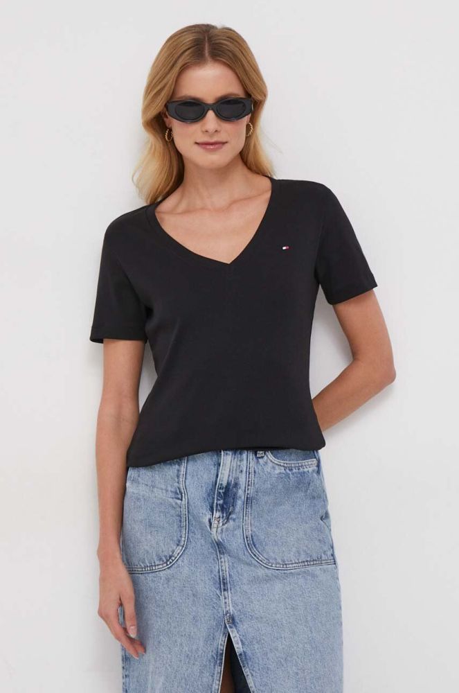 Бавовняна футболка Tommy Hilfiger жіночий колір чорний (3689621)