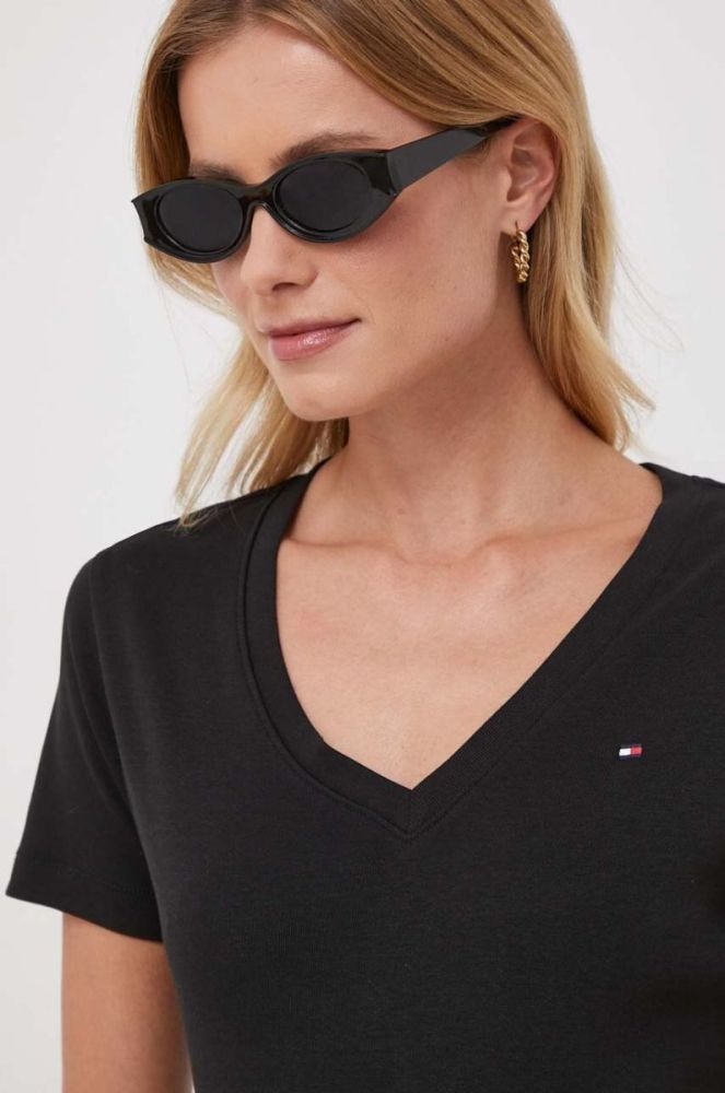 Бавовняна футболка Tommy Hilfiger жіночий колір чорний (3689621) фото 4