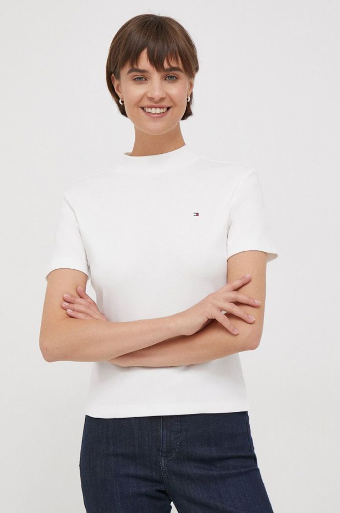 Бавовняна футболка Tommy Hilfiger жіночий колір білий півгольф