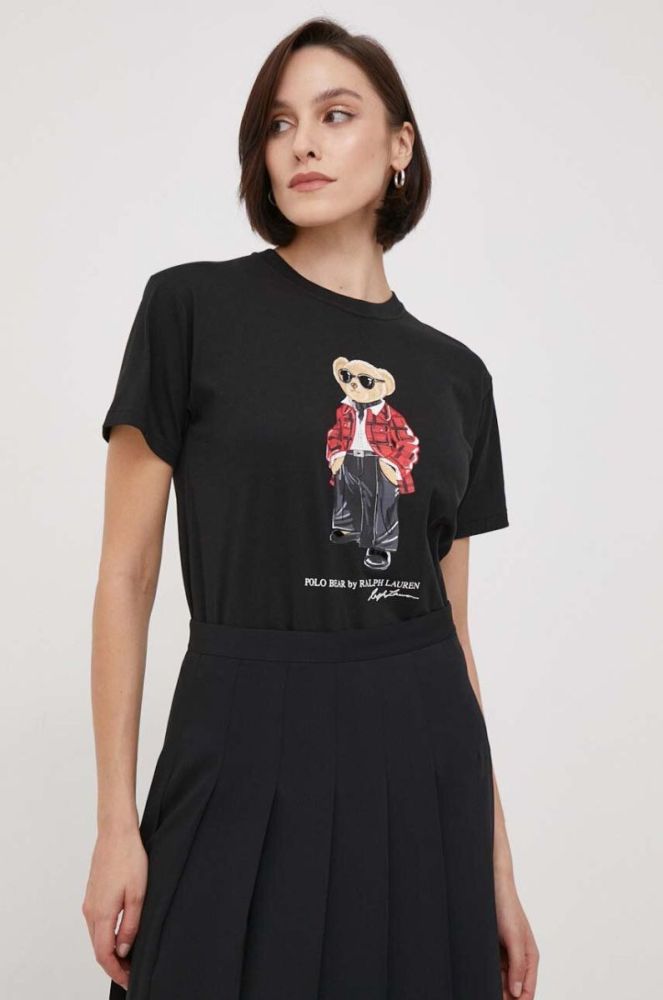 Бавовняна футболка Polo Ralph Lauren жіночий колір чорний фото 4