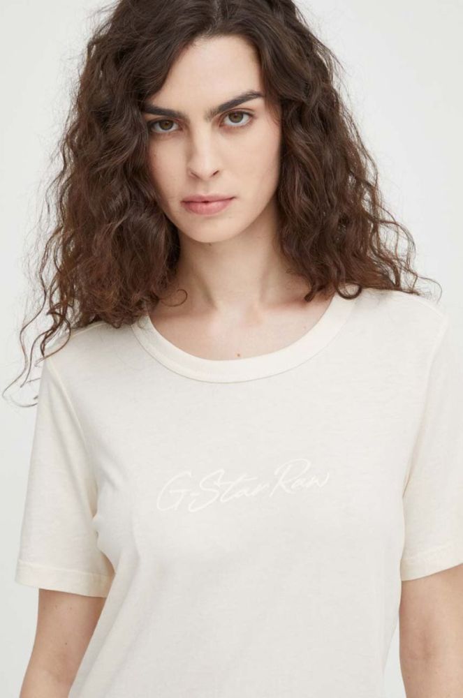 Бавовняна футболка G-Star Raw жіночий колір бежевий (3657949) фото 4