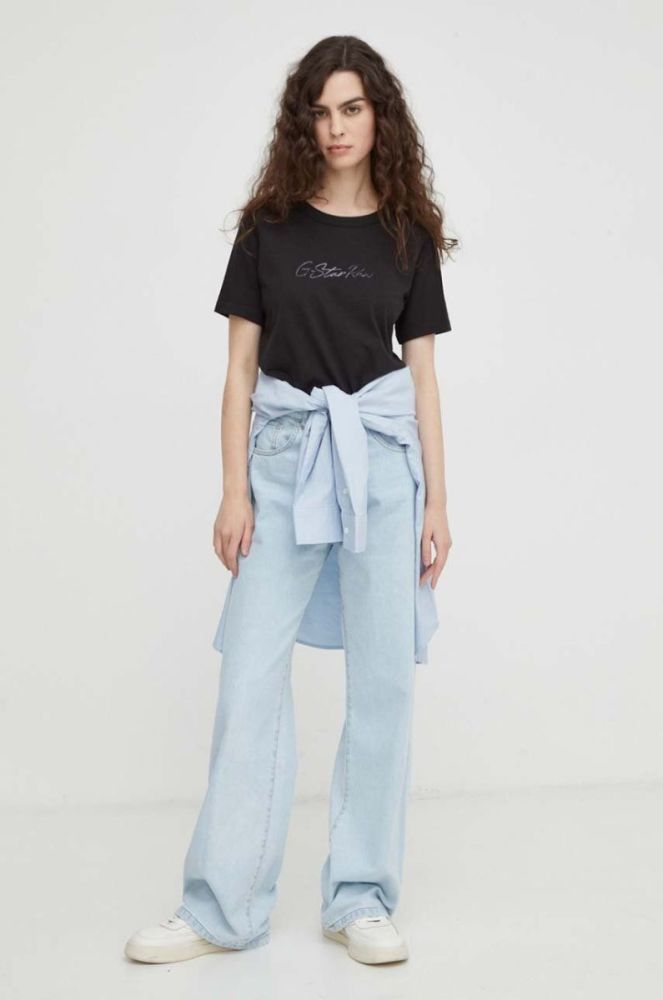 Бавовняна футболка G-Star Raw жіночий колір чорний (3657937) фото 2