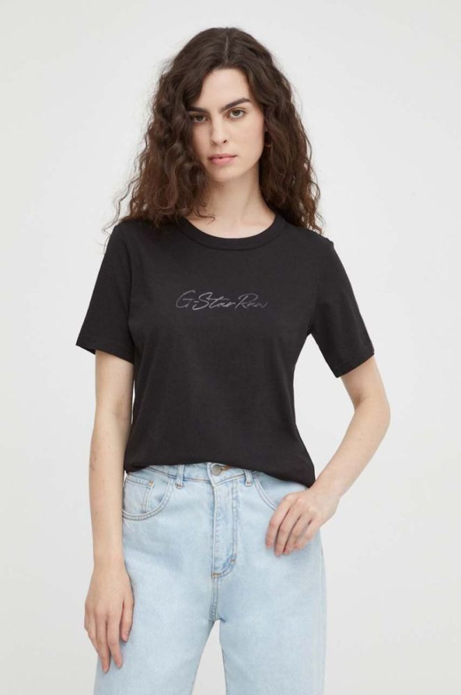 Бавовняна футболка G-Star Raw жіночий колір чорний (3657937) фото 4