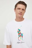 Бавовняна футболка Polo Ralph Lauren чоловічий колір білий з принтом