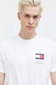 Бавовняна футболка Tommy Jeans чоловічий колір білий з принтом