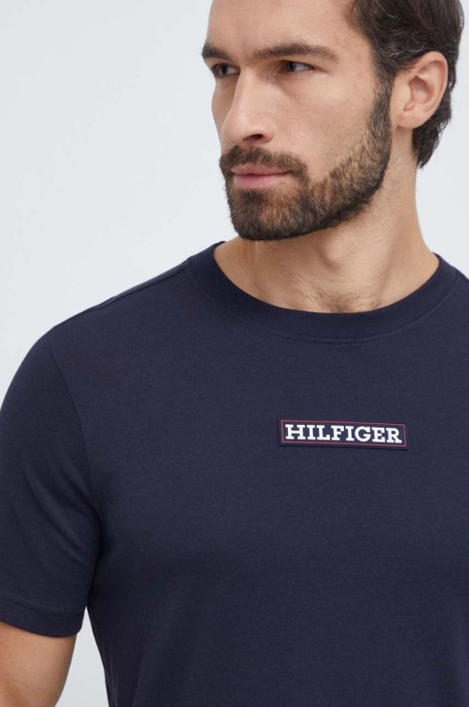 Футболка Tommy Hilfiger чоловічий колір синій з аплікацією фото 3
