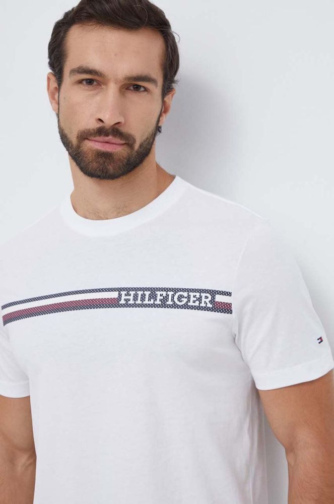 Бавовняна футболка Tommy Hilfiger чоловічий колір білий з принтом (3685065)