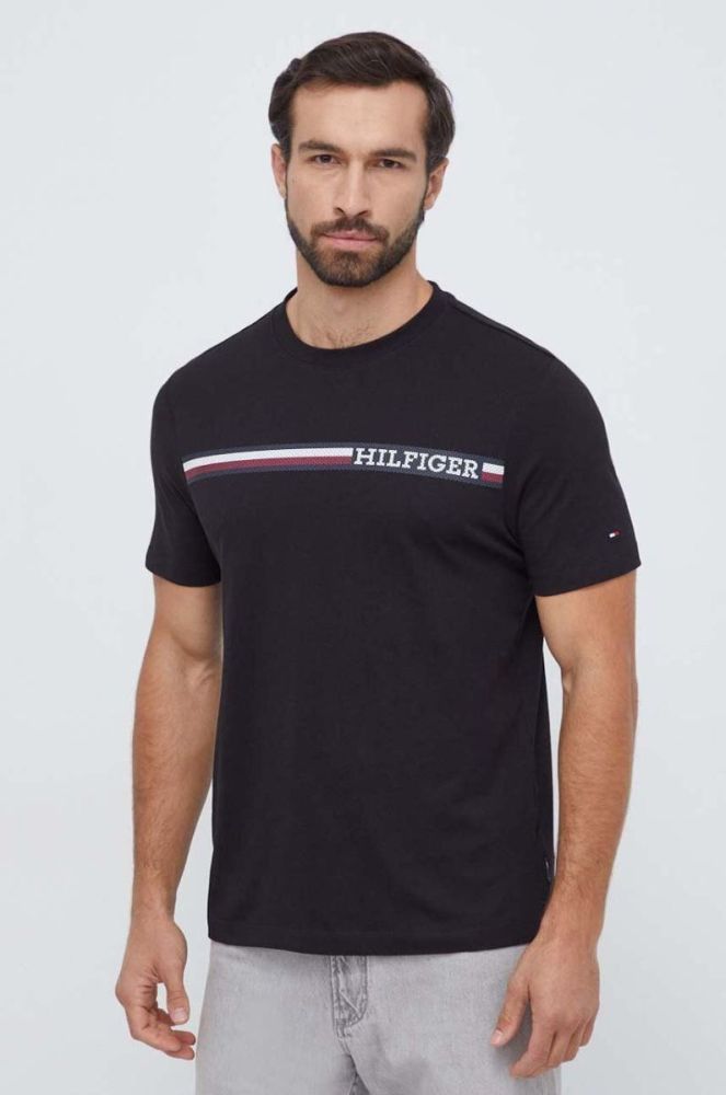 Бавовняна футболка Tommy Hilfiger чоловічий колір чорний з принтом фото 2